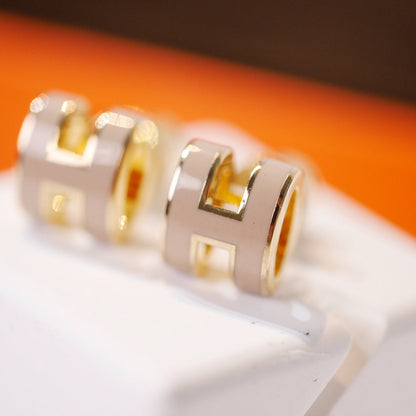 [LUXE]MINI POP H PENDIENTES DORADOS GRISES