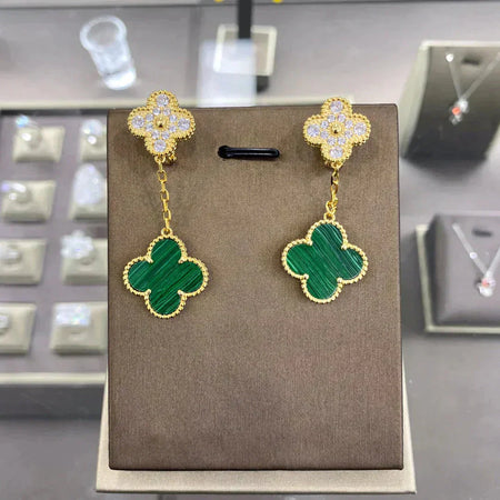 [LUXE]CLOVER  2 MOTIFS  DIAMOND  EARRINGS (MULTIPLE CHOICESç´