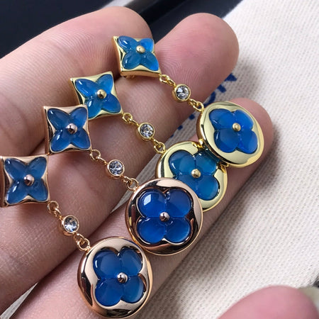 [LUXE] PENDIENTES DE DIAMANTES CON ÁGATA ESTRELLA Y SOL