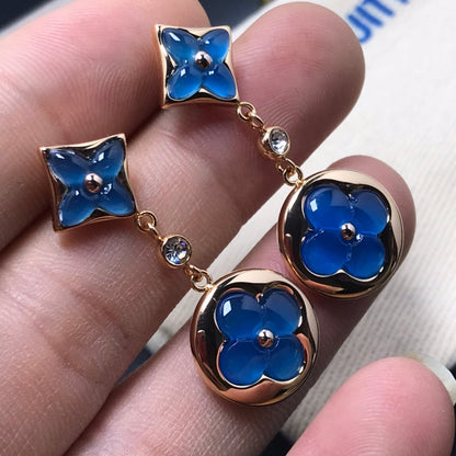 [LUXE] PENDIENTES DE DIAMANTES CON ÁGATA ESTRELLA Y SOL