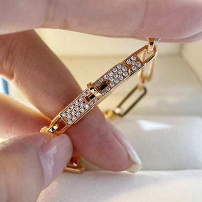 [LUXE]PULSERA DE CADENA MODELO PEQUEÑO DIAMANTE