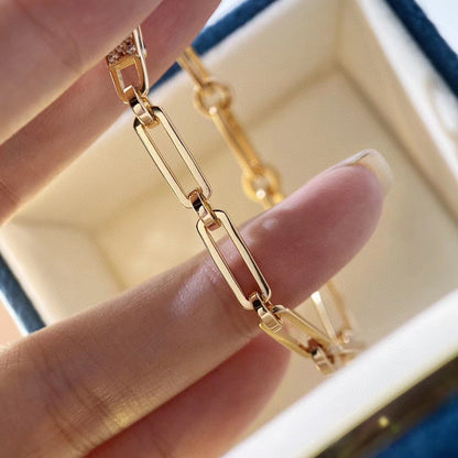 [LUXE]PULSERA DE CADENA MODELO PEQUEÑO DIAMANTE