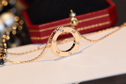 [LUXE]COLLAR LOVE 16MM 6 DIAMANTES ORO ROSA