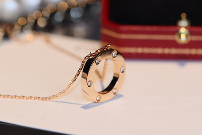 [LUXE]COLLAR LOVE 16MM 6 DIAMANTES ORO ROSA