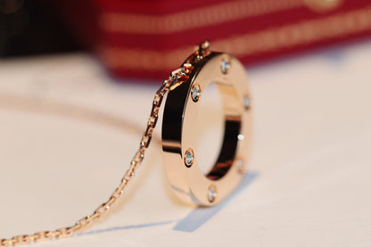 [LUXE]COLLAR LOVE 16MM 6 DIAMANTES ORO ROSA