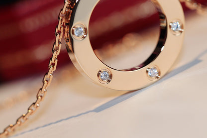 [LUXE]COLLAR LOVE 16MM 6 DIAMANTES ORO ROSA