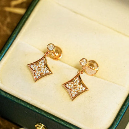 [LUXE]PENDIENTES DE DIAMANTES ESTRELLA ORO