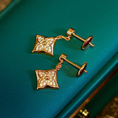 [LUXE]PENDIENTES DE DIAMANTES ESTRELLA ORO