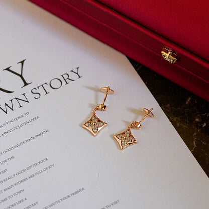 [LUXE]PENDIENTES DE DIAMANTES ESTRELLA ORO