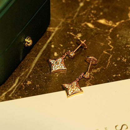[LUXE]PENDIENTES DE DIAMANTES ESTRELLA ORO