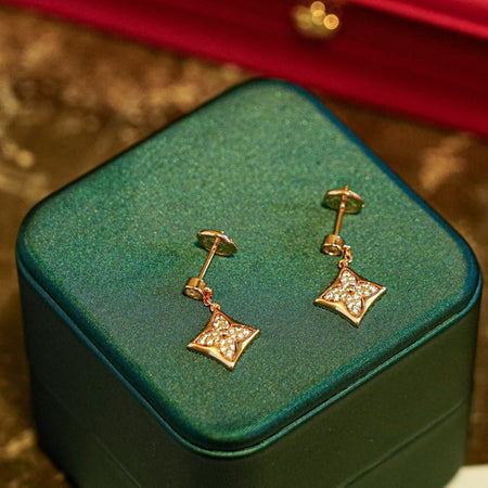 [LUXE]PENDIENTES DE DIAMANTES ESTRELLA ORO
