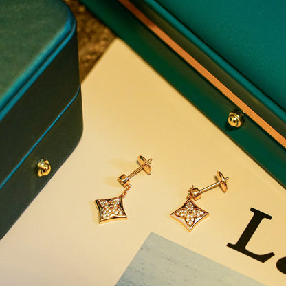 [LUXE]PENDIENTES DE DIAMANTES ESTRELLA ORO