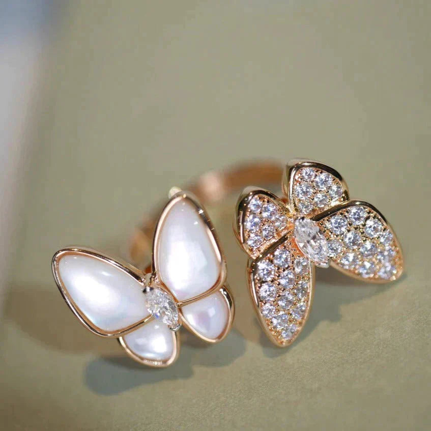 [LUXE]TWIN BUTTERFLY DIAMOND MOP RING