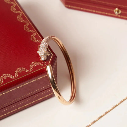 [LUXE] PANTHERE HALF DIAMOND OPEN BRACELET