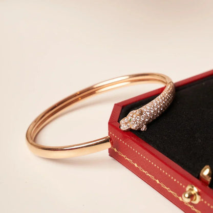 [LUXE] PANTHERE HALF DIAMOND OPEN BRACELET