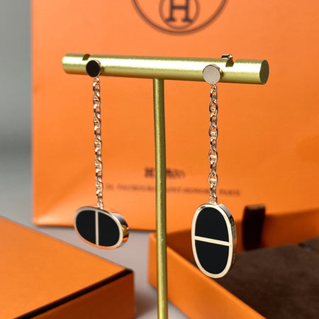 [LUXE] PENDIENTES DE CERÁMICA NEGRA CHAINE VERSO