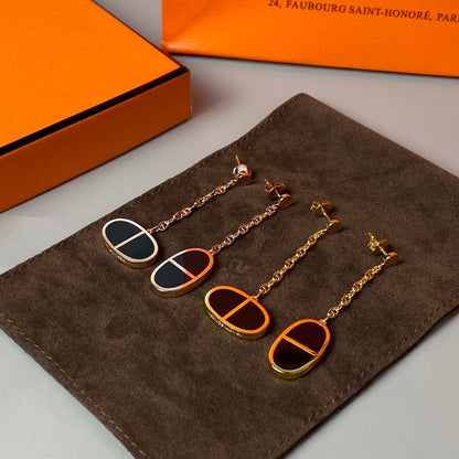 [LUXE] PENDIENTES DE CERÁMICA NEGRA CHAINE VERSO
