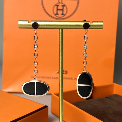 [LUXE] PENDIENTES DE CERÁMICA NEGRA CHAINE VERSO