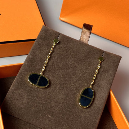 [LUXE] PENDIENTES DE CERÁMICA NEGRA CHAINE VERSO