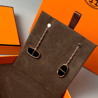 [LUXE] PENDIENTES DE CERÁMICA NEGRA CHAINE VERSO