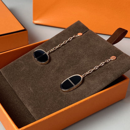 [LUXE] PENDIENTES DE CERÁMICA NEGRA CHAINE VERSO