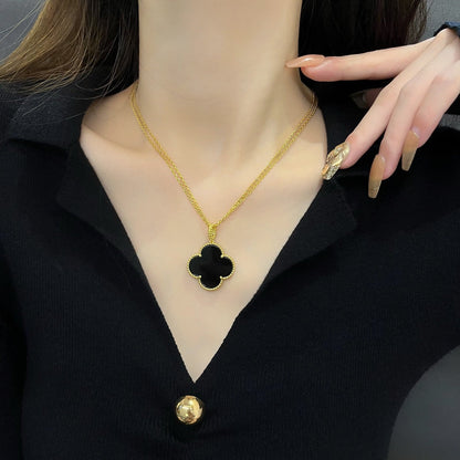 [LUXE] COLLAR TRÉBOL 25MM ORO ÓNIX