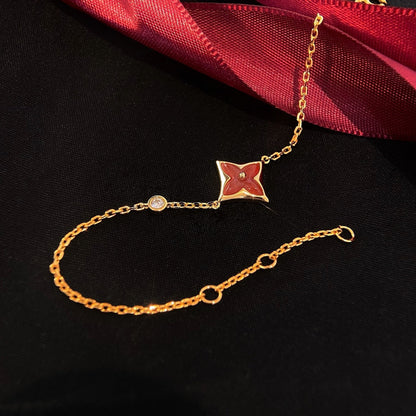 [LUXE]PULSERA DE ORO ROSA CON DIAMANTES Y CORNALINA ESTRELLA DE COLOR