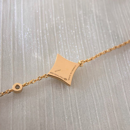 [LUXE]PULSERA DE ORO ROSA CON DIAMANTES Y CORNALINA ESTRELLA DE COLOR