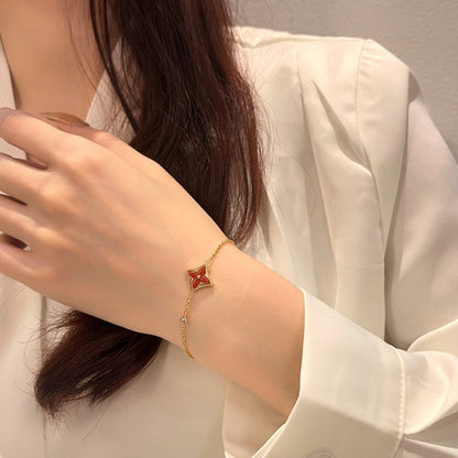 [LUXE]PULSERA DE ORO ROSA CON DIAMANTES Y CORNALINA ESTRELLA DE COLOR