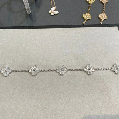 [LUXE] CLOVER 5 MOTIF FULL DIAMOND BRACELET COLLECTION