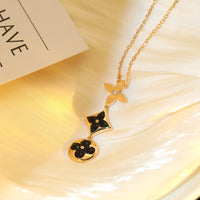 [LUXE] COLLAR DE ORO ROSA CON ÓNIX ESTRELLA Y SOL
