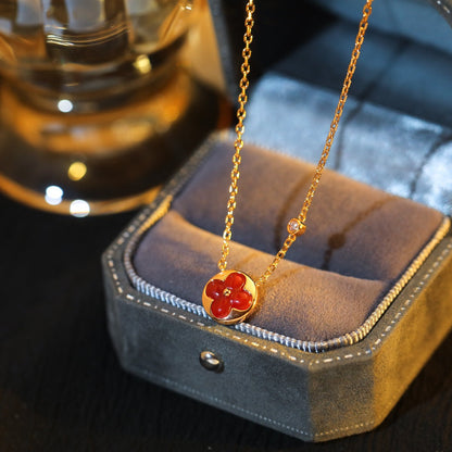 [LUXE] COLLAR DE ORO ROSA CON 1 DIAMANTE Y PEDANTE SOL