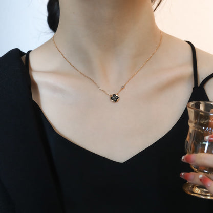 [LUXE] COLLAR DE ORO ROSA CON 1 DIAMANTE Y PEDANTE SOL