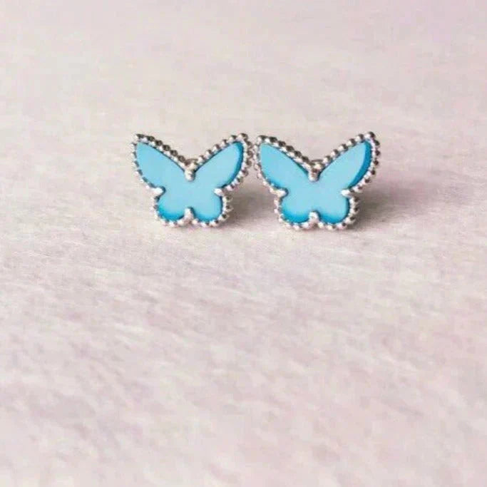 [LUXE]BUTTERFLY TURQUOISE EARRINGS SILVER