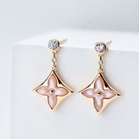 [LUXE] PENDIENTES DE LONGITUD CON DOBLE ESTRELLA EN ORO ROSA
