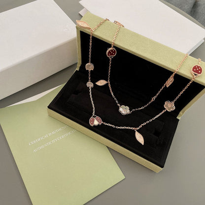 [LUXE] COLLAR DE ORO ROSA CON 15 MOTIVOS DE LA SUERTE PRIMAVERA