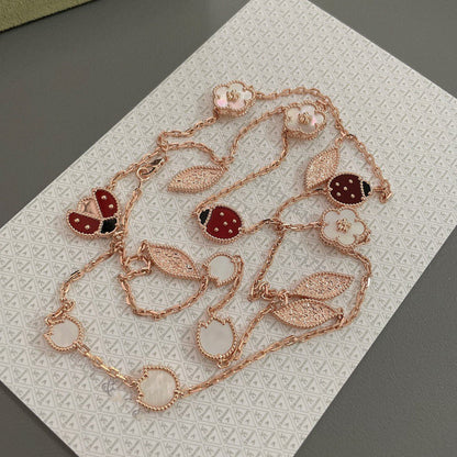 [LUXE] COLLAR DE ORO ROSA CON 15 MOTIVOS DE LA SUERTE PRIMAVERA