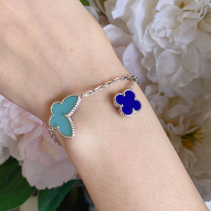 [LUXE]PULSERA DE PLATA LUCKY SPRING CON 4 MOTIVOS