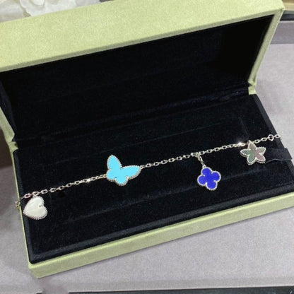 [LUXE]PULSERA DE PLATA LUCKY SPRING CON 4 MOTIVOS