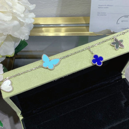 [LUXE]PULSERA DE PLATA LUCKY SPRING CON 4 MOTIVOS