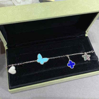 [LUXE]PULSERA DE PLATA LUCKY SPRING CON 4 MOTIVOS