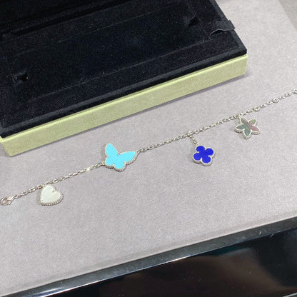 [LUXE]PULSERA DE PLATA LUCKY SPRING CON 4 MOTIVOS