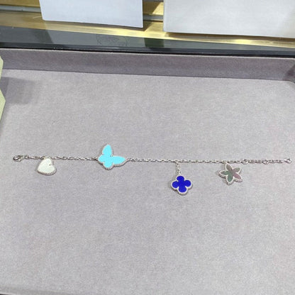 [LUXE]PULSERA DE PLATA LUCKY SPRING CON 4 MOTIVOS