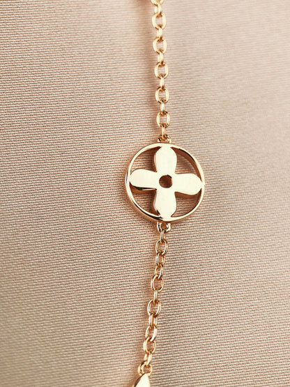 [LUXE]PULSERA DE ORO CON 7 MOTIVOS DE ESTRELLA Y SOL