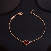 [LUXE]PULSERA DE ORO ROSA CON CORAZÓN DE CORNALINA 