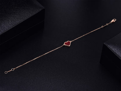 [LUXE]PULSERA DE ORO ROSA CON CORAZÓN DE CORNALINA 