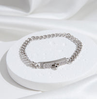 [LUXE]PULSERA DE PLATA CON DIAMANTES Y CADENA KELLY