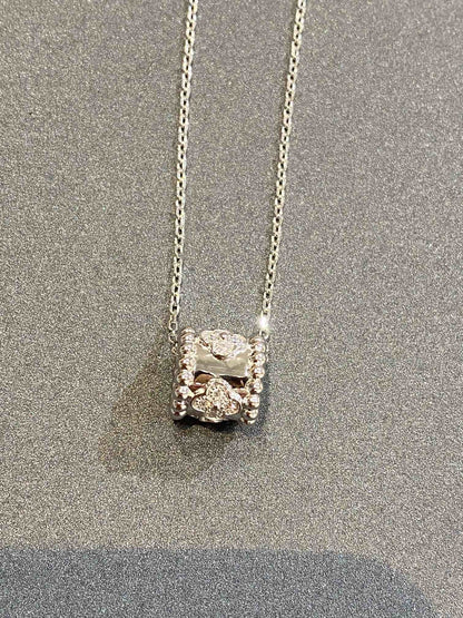 [LUXE] COLLAR DE PLATA CON DIAMANTES Y PEDANTE DE PERLEE 