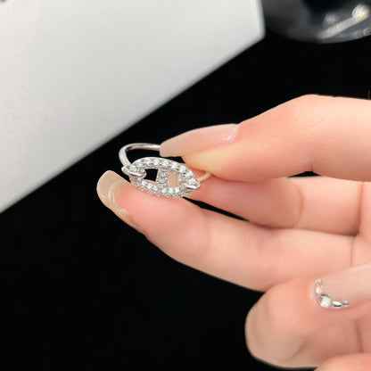 [LUXE]ANILLO PEQUEÑO DE PLATA CON DIAMANTES RONDE