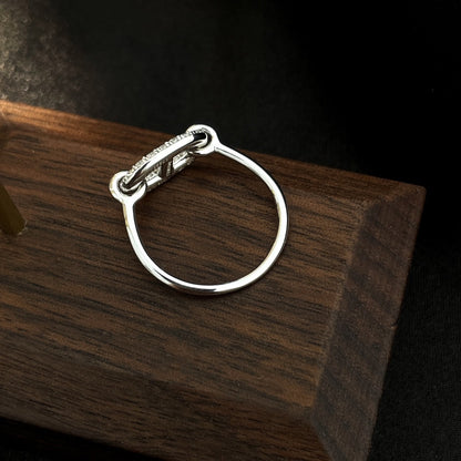 [LUXE]ANILLO PEQUEÑO DE PLATA CON DIAMANTES RONDE